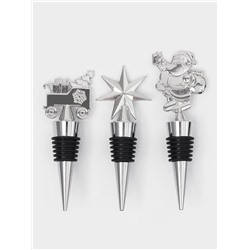 Набор пробок для бутылок Доляна «Новогодний», 3 шт., серебристый