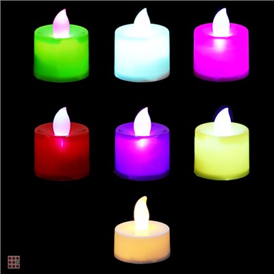 Фонари декоративные в виде свечей, пластик, LED, 4-4,5см, 6 цветов