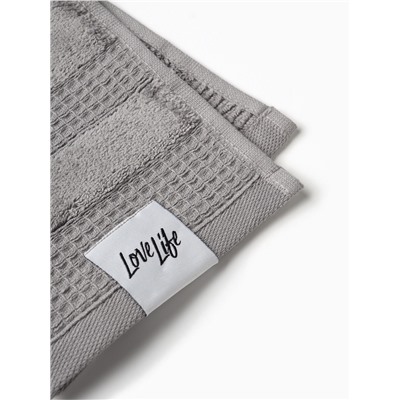 Полотенце махровое LoveLife «Макан» 70×130 см, серое, 100% хлопок, 480 г/м²