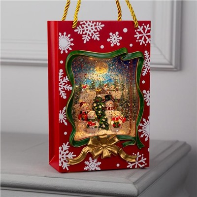 Светодиодная фигура «Подарочный пакет» 15×23×7 см, пластик, батарейки ААх3 (не в комплекте), USB, свечение тёплое белое