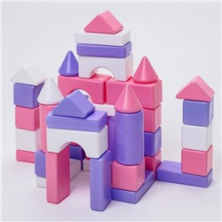 Кубики детские, пластиковые, цветные, 41 штука, 6 × 6 см, цвет розовый