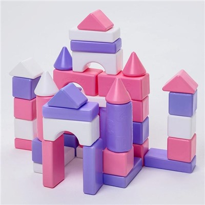 Кубики детские, пластиковые, цветные, 41 штука, 6 × 6 см, цвет розовый