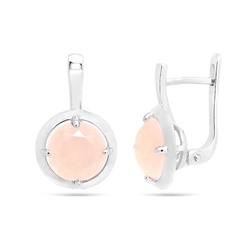 Серьги из серебра розовый кварц, Ю-200М47