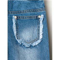 Брюки текстильные джинсовые для девочек