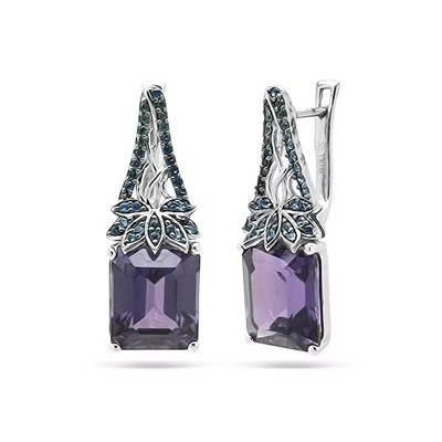 Серьги из серебра синт.александрит, Фридом