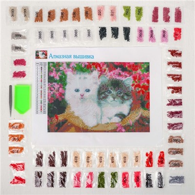 Алмазная мозаика с полным заполнением на холсте «Котята», 22×32 см