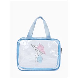 Косметичка-сумка на молнии для бассейна, с ручками, с принтом, голубая/прозрачная