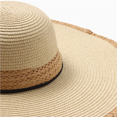 Шляпа женская с декоративными завязками MINAKU, бежевая, размер 58