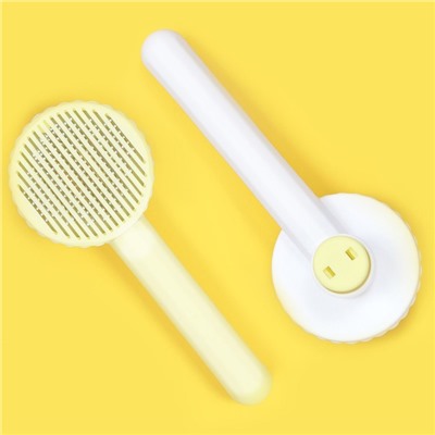 Пуходёрка, 7.7×19.1 см, с функцией самоочистки, пластик, жёлтая