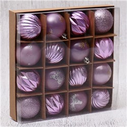 Ёлочные игрушки «Патрис полоски», шары новогодние, d=6 см, набор 16 шт.