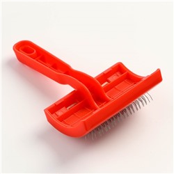 Пуходерка полукруглая средняя без капель, 10×13 см, красная