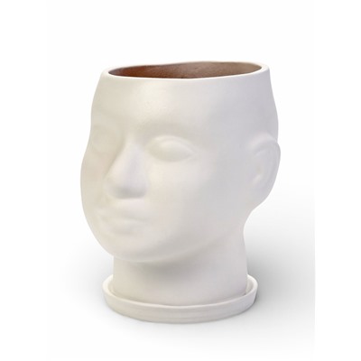 Горшок-органайзер «Голова», керамика, белое, 3 л, 21×19 см