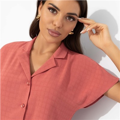 Блуза в мелкую клетку, Стильный автограф (терракотовая)