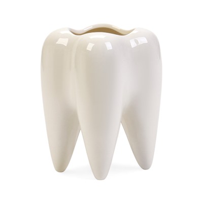 Декоративное кашпо для цветов «Зуб мудрости», 200 мл, 8.2×6.7×10 см, керамическое, белое