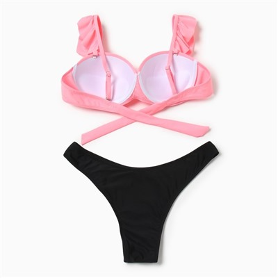 Купальник раздельный женский MINAKU, розово-чёрный, размер 42