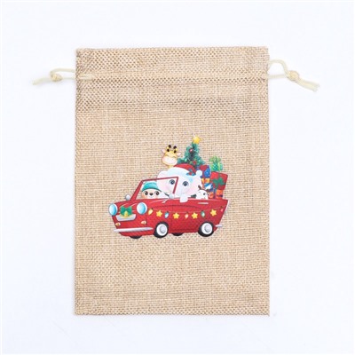 Мешок подарочный новогодний с термонаклейкой «Друзья с подарками», 13×18 см