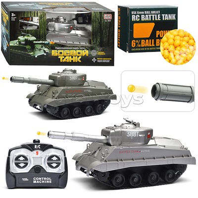 Боевой танк р/у, на аккумуляторных батарейках, з/у, с пульками, в коробке