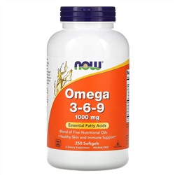 Now Foods, омега 3-6-9, 1000 мг, 250 мягких таблеток