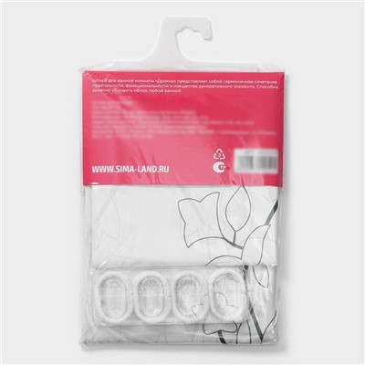 Штора для ванны Доляна «Вьюнок», 180×180 см, EVA