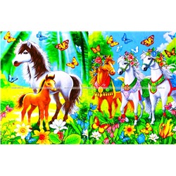 5 ШТУК - Полотенца вафельные - символ Года Лошади