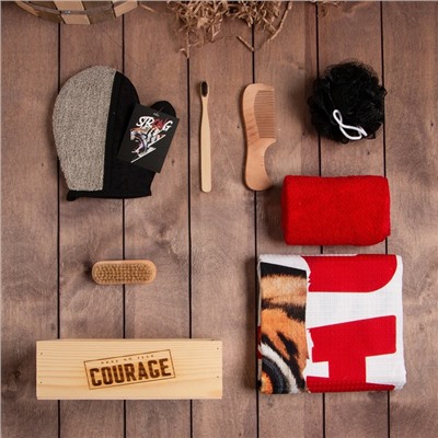 Набор подарочный Этель Courage, полотенце 70×146 см и аксессуары