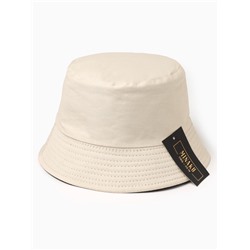 Панама женская однотонная, двухсторонняя, бежевый, чёрная, размер 56-58