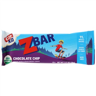 Clif Bar, Clif Kid, Z Bar, органические батончики, со вкусом шоколадного печенья, 18 батончиков, 36 г (1,27 унции) каждый