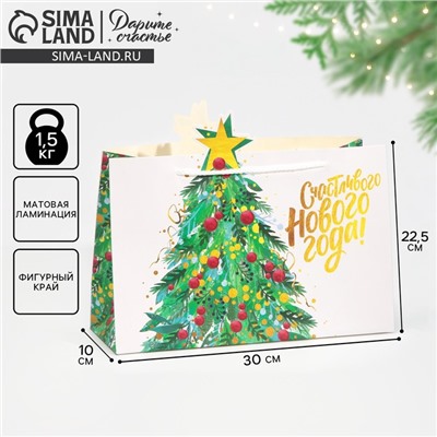 Пакет подарочный новогодний «Счастливого Нового года», 30×23×10 см