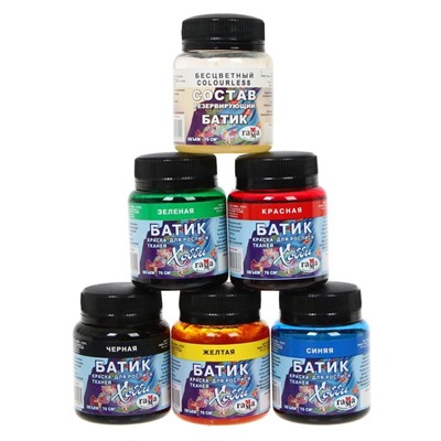 УЦЕНКА Краска по ткани «Батик-Хобби», набор: 5 цветов × 75 мл, резерв; «Гамма»