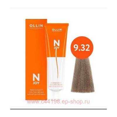 OLLIN "N-JOY" 9/32 – блондин золотисто-фиолетовый, перманентная крем-краска для волос 100мл