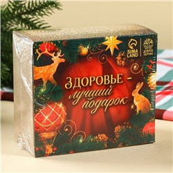 Подарочный набор новогодний «Будьте здоровы»: чай 20 г, варенье из сосновых шишек 30 г, бальзам 100 мл.