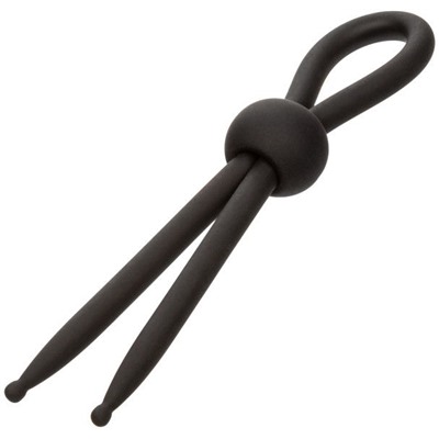 Черное эрекционное лассо на пенис Liquid Silicone Lasso