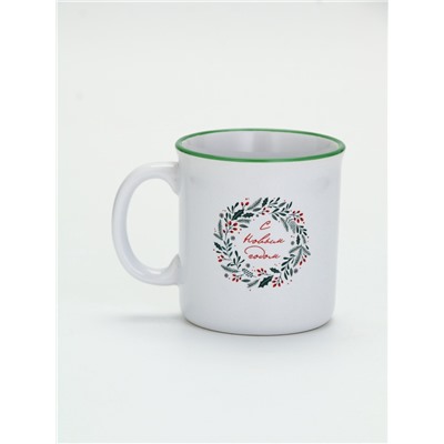 УЦЕНКА Кружка керамическая «Новогодний венок», 340 мл