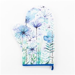 Варежка-прихватка Blue flowers, 20×28 см, саржа, 100% хлопок, ватин 250 г/м²