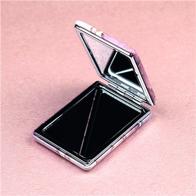 Зеркало карманное 6х8,5 см / GT354 /уп 50/300/ кожзам, стразы микс