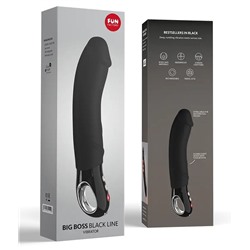 Чёрный вибратор Big Boss Black Line - 23,5 см.