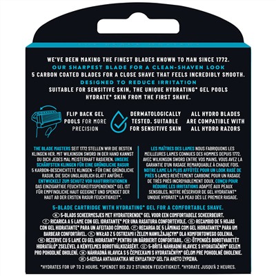 Кассеты для бритвы Schick (Wilkinson Sword) HYDRO-5 Carbon Coated Hydrating Gel (8шт)