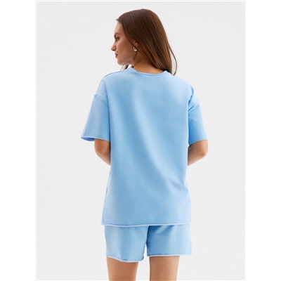 Костюм женский (футболка, шорты) MINAKU: Casual Collection, голубой, размер 48
