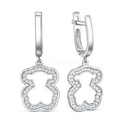 Серьги из серебра с фианитами родированные - Мишки 221-10-155-2р