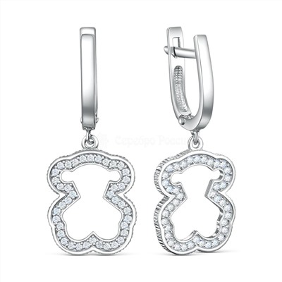 Браслет из серебра с фианитами родированный - Мишка 251-10-155-1р