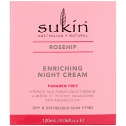 Sukin, питательный ночной крем, шиповник, 120 мл (4,06 жидк. унции)