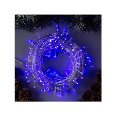 Гирлянда «Нить» 20 м, IP20, прозрачная нить, 200 LED, 8 режимов, 220 В, свечение синее