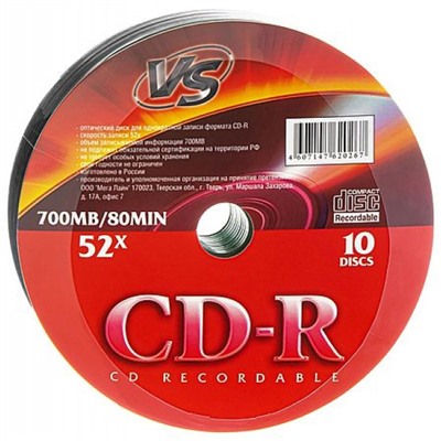 CD-R VS CD-R 80 мин 52х Shrink/10 (480)				 VS