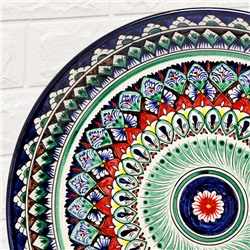Ляган круглый «Риштан», 36 см, сине-красный орнамент