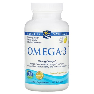 Nordic Naturals, омега-3, со вкусом лимона, 690 мг, 120 капсул