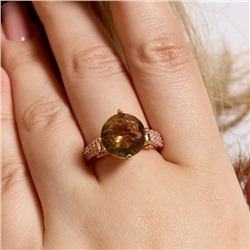 Кольцо 20 р ювелирная бижутерия коллекция "Дубай", покрытие позолота, вставка: фианиты и цирконы, цвет: коричневый и прозрачный, арт.414.130-20