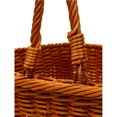 Корзина плетёная для хранения, 40×31×17 см, ручка h=17 см, пластиковая, коричневая