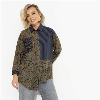 Рубашка асимметричного кроя, Жемчужина образа (green)