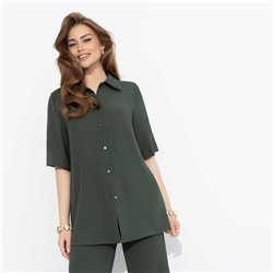 Рубашка из жатой ткани, Шёлковая уверенность (dark green)