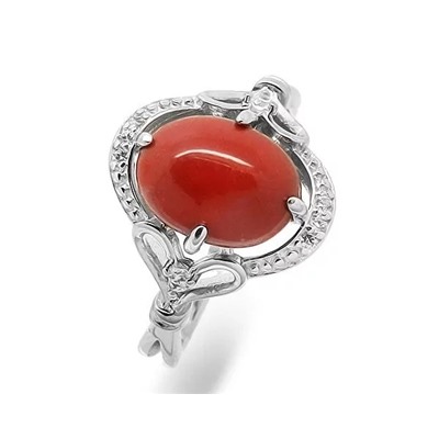 Кольцо из серебра коралл, МЦВ227